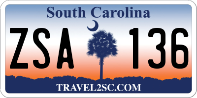 SC license plate ZSA136