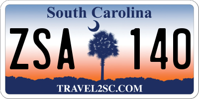 SC license plate ZSA140