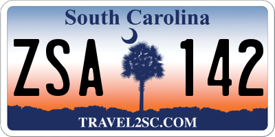 SC license plate ZSA142
