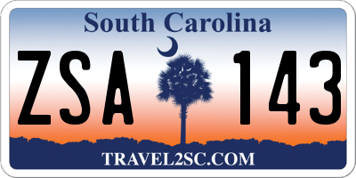 SC license plate ZSA143