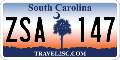 SC license plate ZSA147