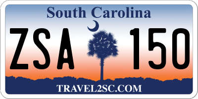SC license plate ZSA150