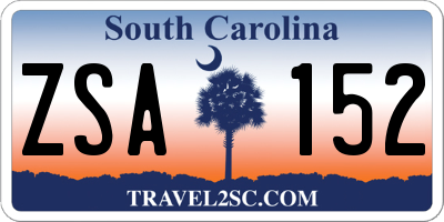 SC license plate ZSA152
