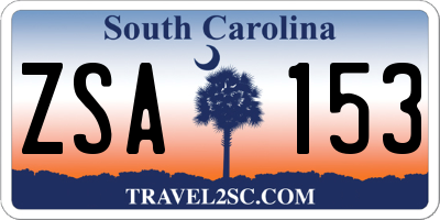 SC license plate ZSA153