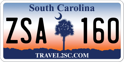 SC license plate ZSA160