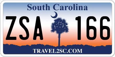 SC license plate ZSA166