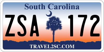 SC license plate ZSA172
