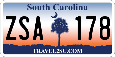 SC license plate ZSA178