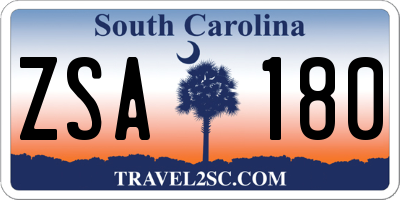 SC license plate ZSA180