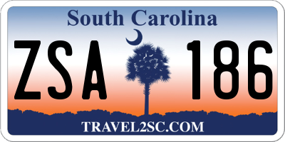 SC license plate ZSA186