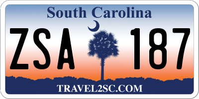 SC license plate ZSA187