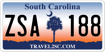 SC license plate ZSA188