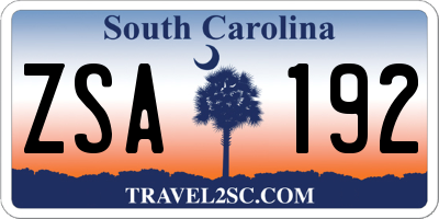 SC license plate ZSA192