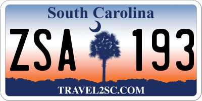 SC license plate ZSA193