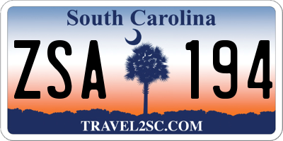 SC license plate ZSA194