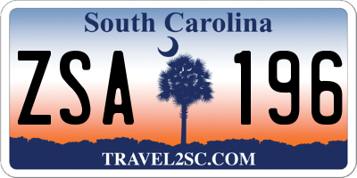 SC license plate ZSA196