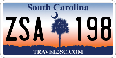 SC license plate ZSA198