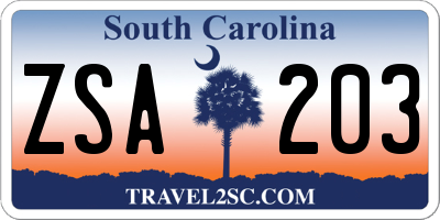 SC license plate ZSA203