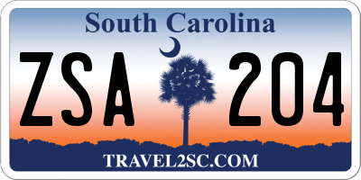 SC license plate ZSA204