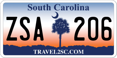 SC license plate ZSA206