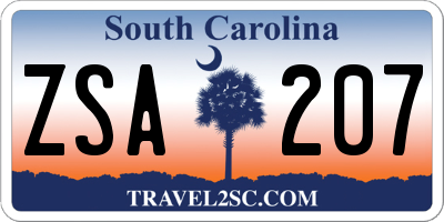 SC license plate ZSA207