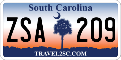 SC license plate ZSA209