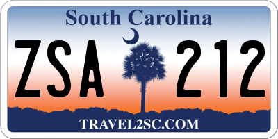 SC license plate ZSA212