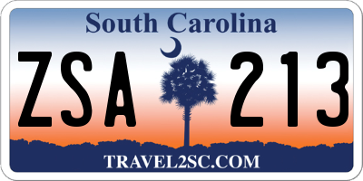 SC license plate ZSA213