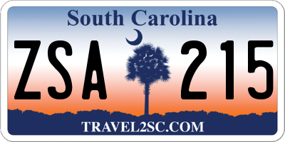 SC license plate ZSA215