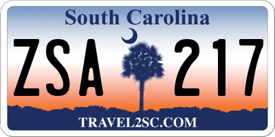 SC license plate ZSA217