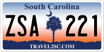 SC license plate ZSA221