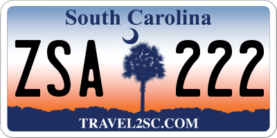 SC license plate ZSA222