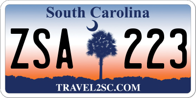 SC license plate ZSA223