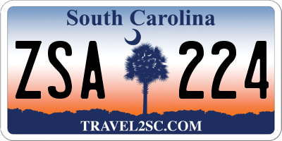 SC license plate ZSA224