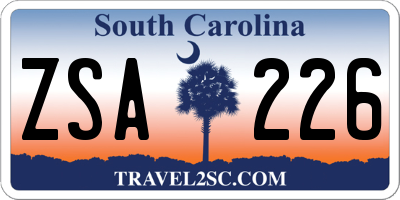 SC license plate ZSA226
