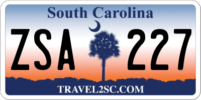 SC license plate ZSA227
