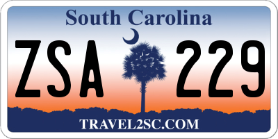 SC license plate ZSA229