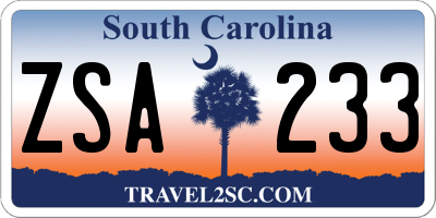 SC license plate ZSA233