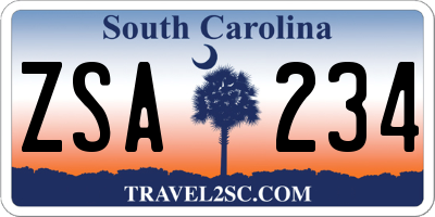 SC license plate ZSA234