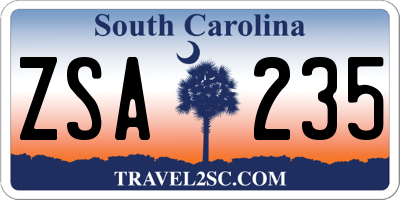 SC license plate ZSA235