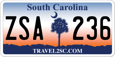 SC license plate ZSA236
