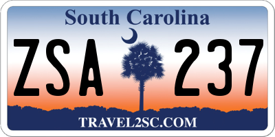 SC license plate ZSA237