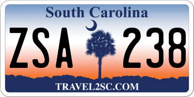SC license plate ZSA238