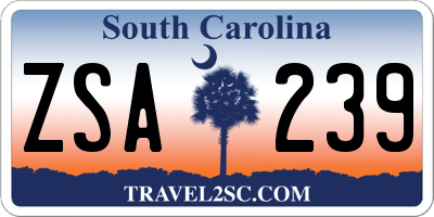 SC license plate ZSA239