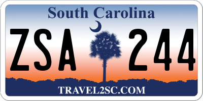 SC license plate ZSA244