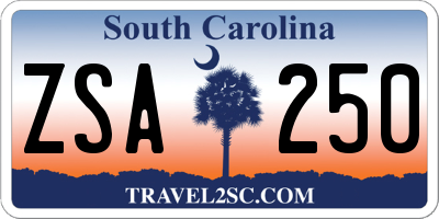 SC license plate ZSA250