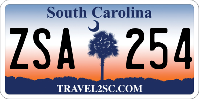 SC license plate ZSA254