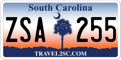 SC license plate ZSA255