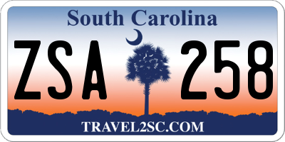 SC license plate ZSA258