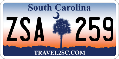 SC license plate ZSA259